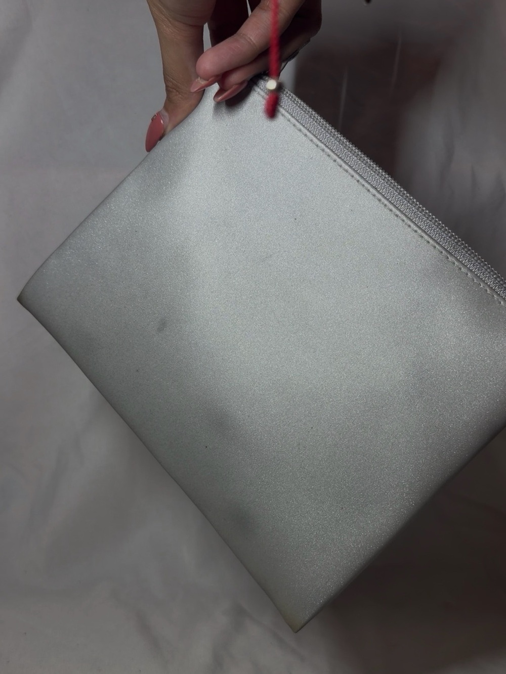 Silver Women's Zipper Pouch Clutch
